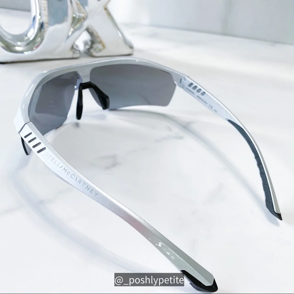 Stella McCartney sports mirror shield metallic silver sunglasses - Picture 7 of 15